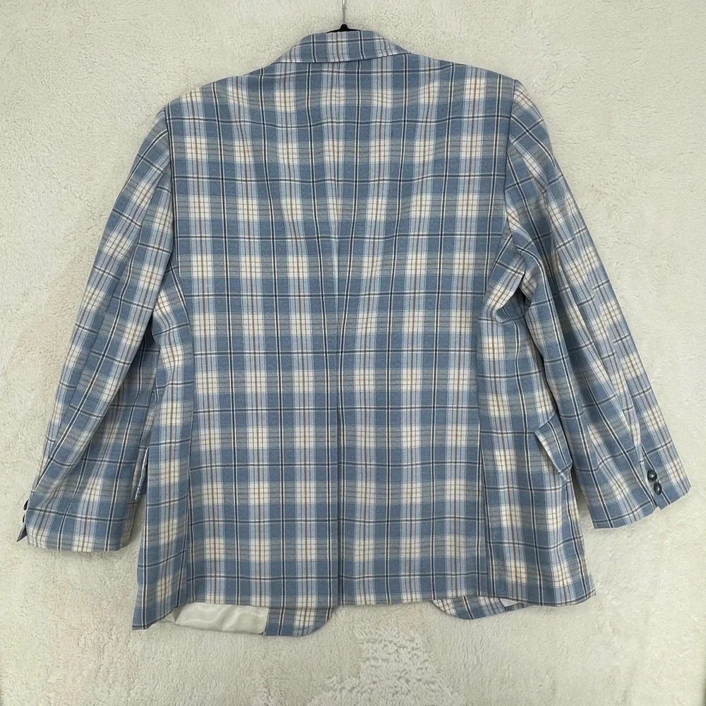 Kuppenheimer Designer Collection Mens Blue Plaid Vintage Sport Coat Blazer 42R